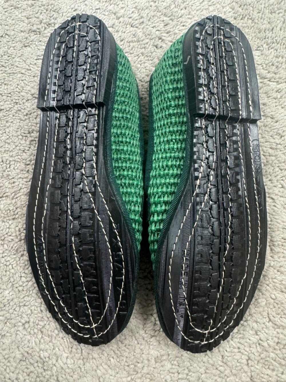Artigiano Italy Womens Green Loafers Sz 35 Gold Horsebit Handmade Knit Textured - Picture 11 of 14